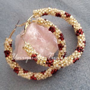 beauty and the beast inspired beaded hoop earrings